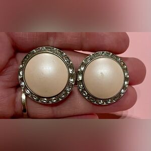 Coro Pearl/Rhinestone Clip-On Earrings